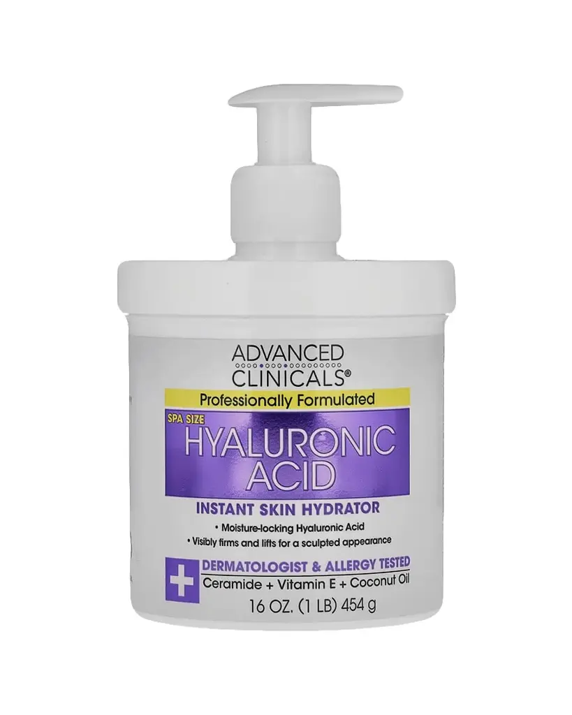 Advanced Clinicals, Locíon Hidratante instantáneo para la piel con ácido hialurónico, 1 lb