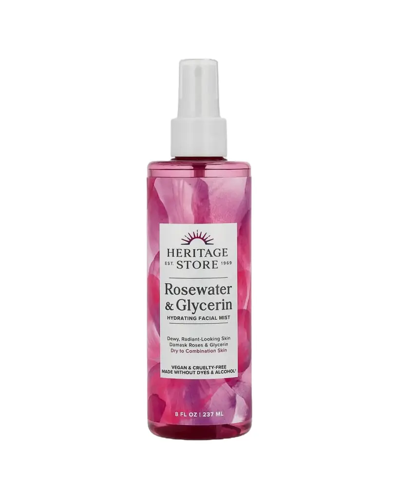 Heritage Store, Bruma facial hidratante de agua de rosas y glicerina, 237 ml
