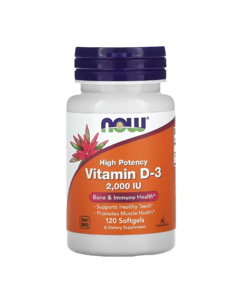 Now Foods, Vitamina D3, Alta potencia, 2000 UI, 120 cápsulas blandas