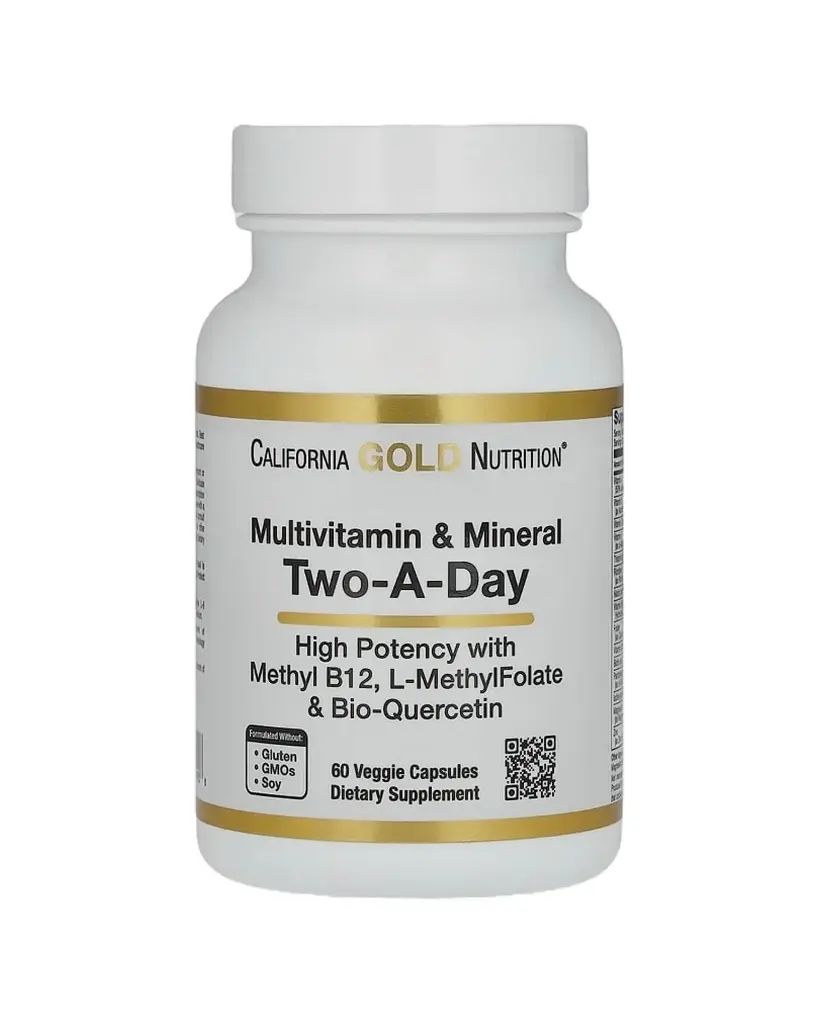 California Gold Nutrition, Suplemento multivitamínico y mineral, Dos veces por día, 60 cápsulas vegetales