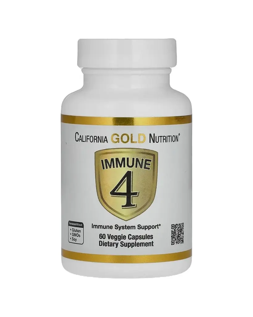 California Gold Nutrition, Immune 4, Suplemento de refuerzo inmunitario, 60 cápsulas vegetales