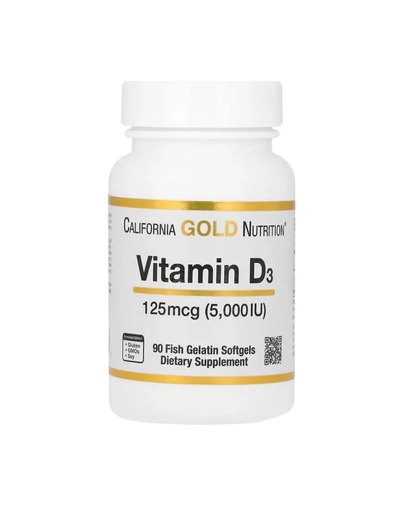 California Gold Nutrition, vitamina D3 125 mcg (5,000IU) 90 cápsulas
