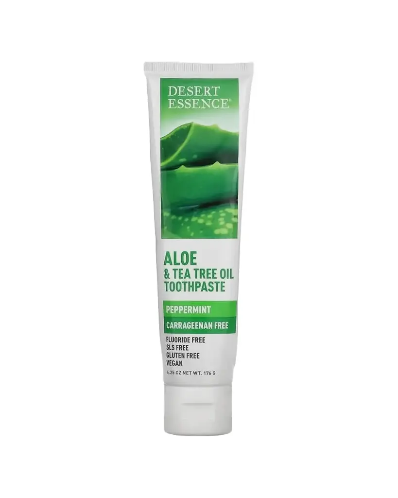 Desert Essence, Pasta dental con aloe y aceite de árbol del té y menta, 176 g