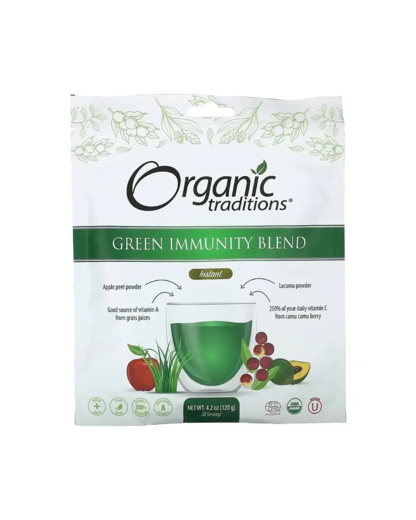Organic Traditions, Suplemento de Mezcla inmunitaria verde, Instantánea 120 g (4,2 oz)