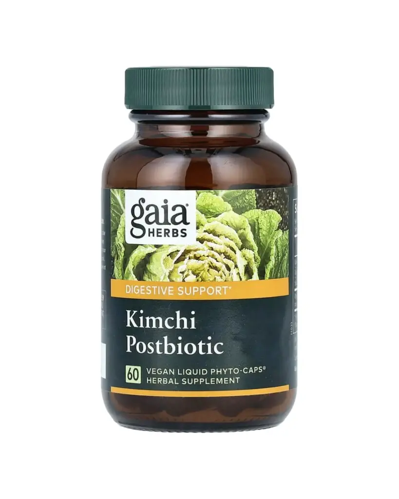 Gaia Herbas, Suplemento de Kimchi Postbiotic, 60 cápsulas Líquidas Phyto-Caps veganas