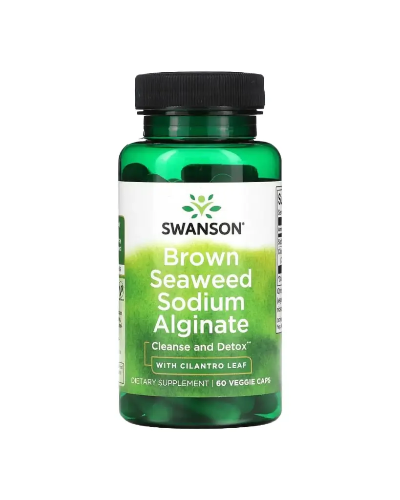 Swanson, Alginato de sodio y algas marinas con hoja de cilantro 60 cápsulas vegetales