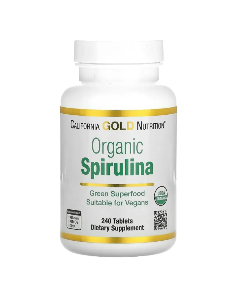 California Gold Nutrition, Espirulina orgánica, Producto orgánico certificado por el USDA, 500 mg, 240 comprimidos
