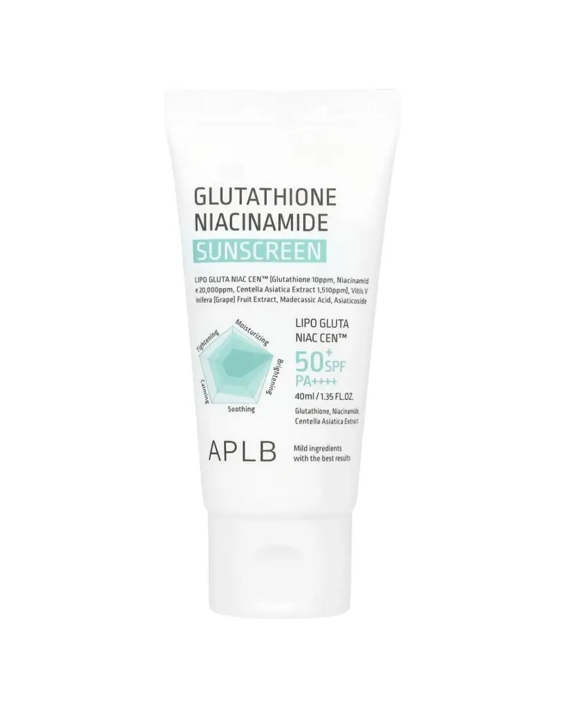 APLB, Protector solar con Glutathione Niacinamide SPF 50+ PA +, 1.35 fl oz (40 ml)