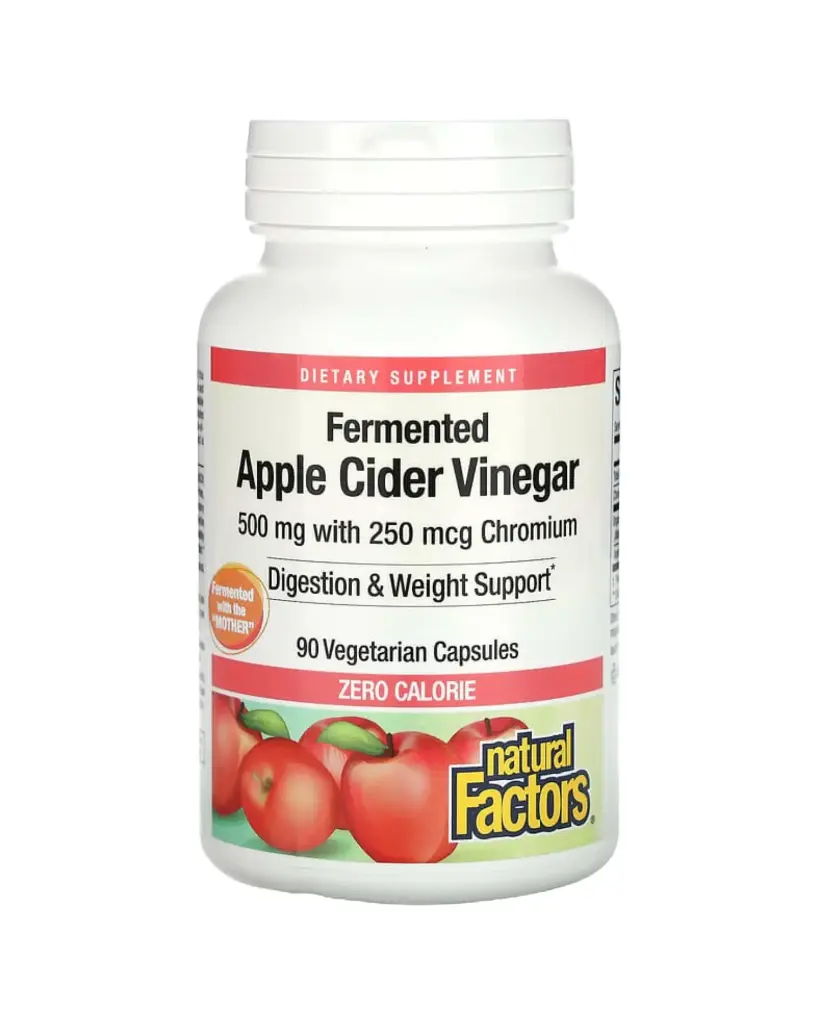 [A0273] Natural Factors, Vinagre de sidra de manzana fermentado, 500 mg, 90 cápsulas vegetales