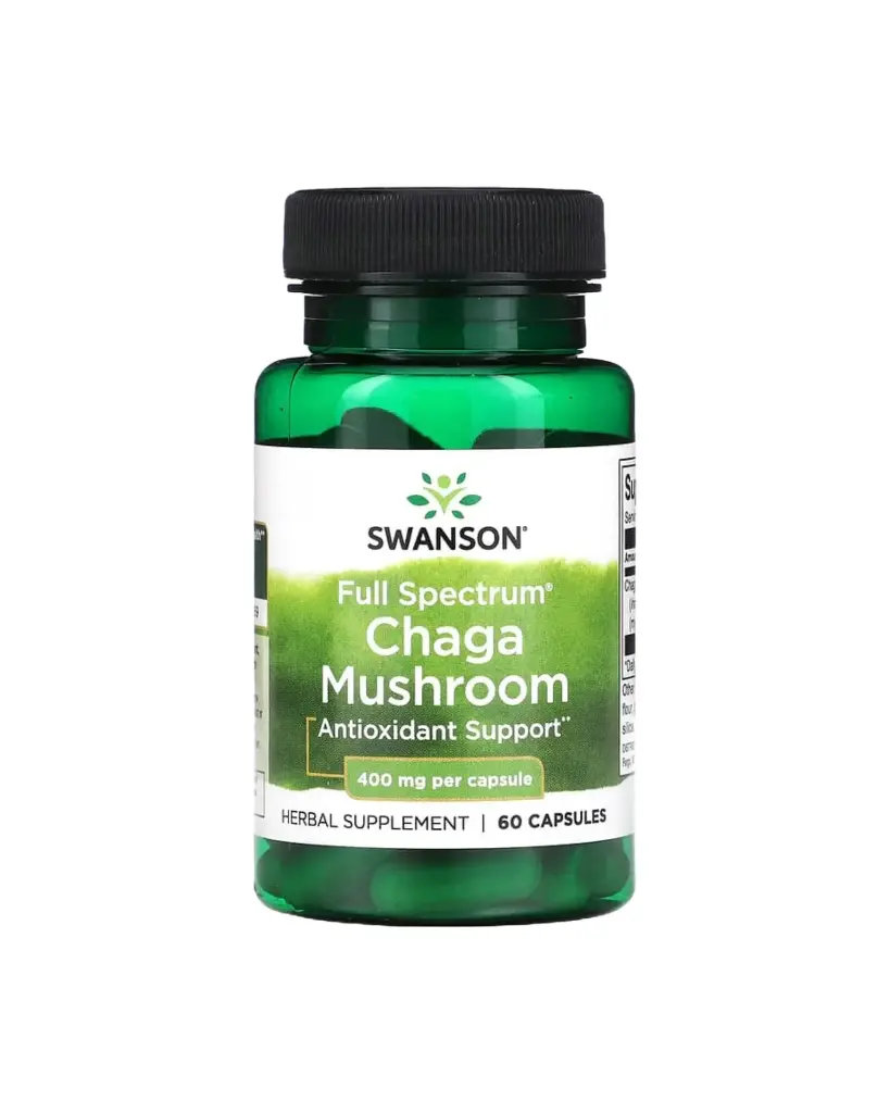 Swanson, Hongo chaga de espectro completo, 400 mg, 60 cápsulas