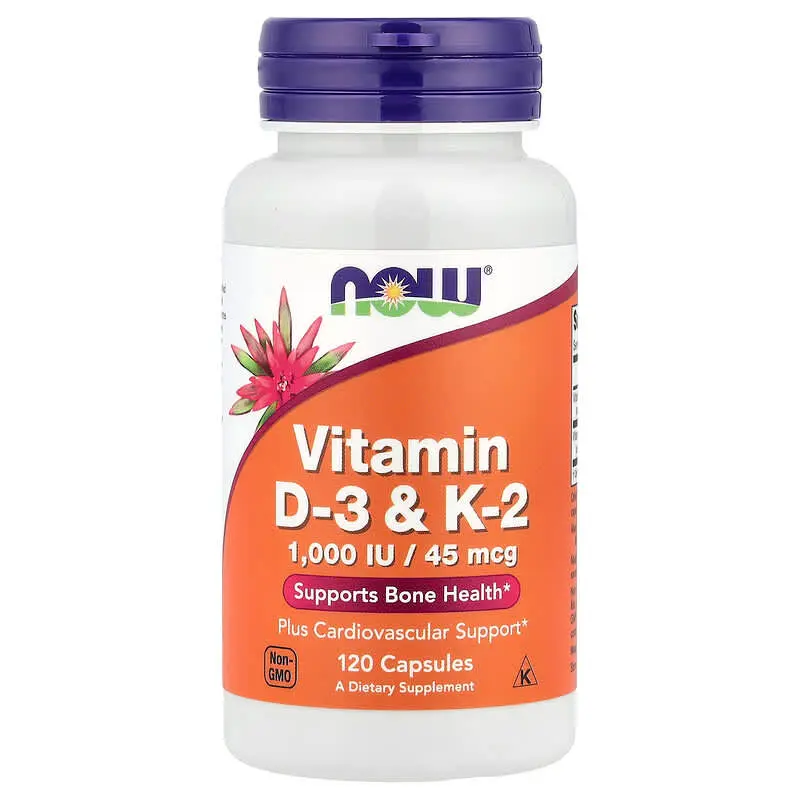 Now Foods, Vitamina D3 y vitamina K2, 120 cápsulas vegetales