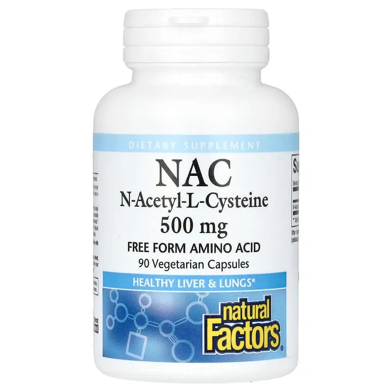 Natural Factors, NAC, N-acetil-L-cisteína, 500 mg, 90 cápsulas vegetales