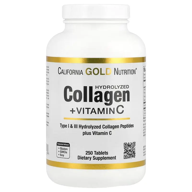 California Gold Nutrition, Péptidos de colágeno hidrolizado más vitamina C, Tipo I y III