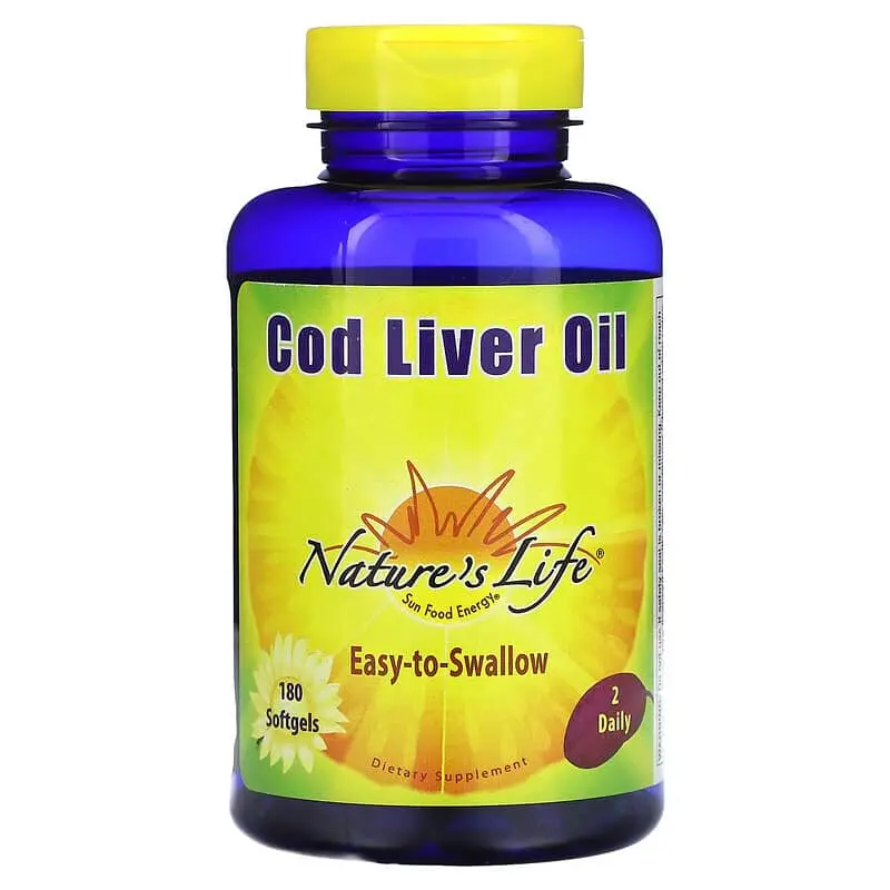 A0329- Nature's Life, Aceite de hígado de bacalao, 180 cápsulas blandas