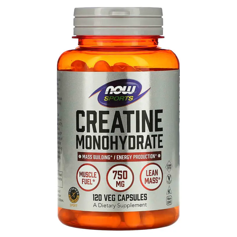[A0357] NOW FOODS, Sports, Monohidrato de creatina, 4500 mg, 120 cápsulas vegetales (750 mg por cápsula)