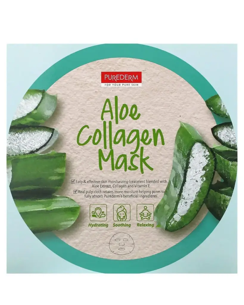 [A0375] Purederm, Mascarilla de belleza con colágeno de aloe (0,63 oz) cada una