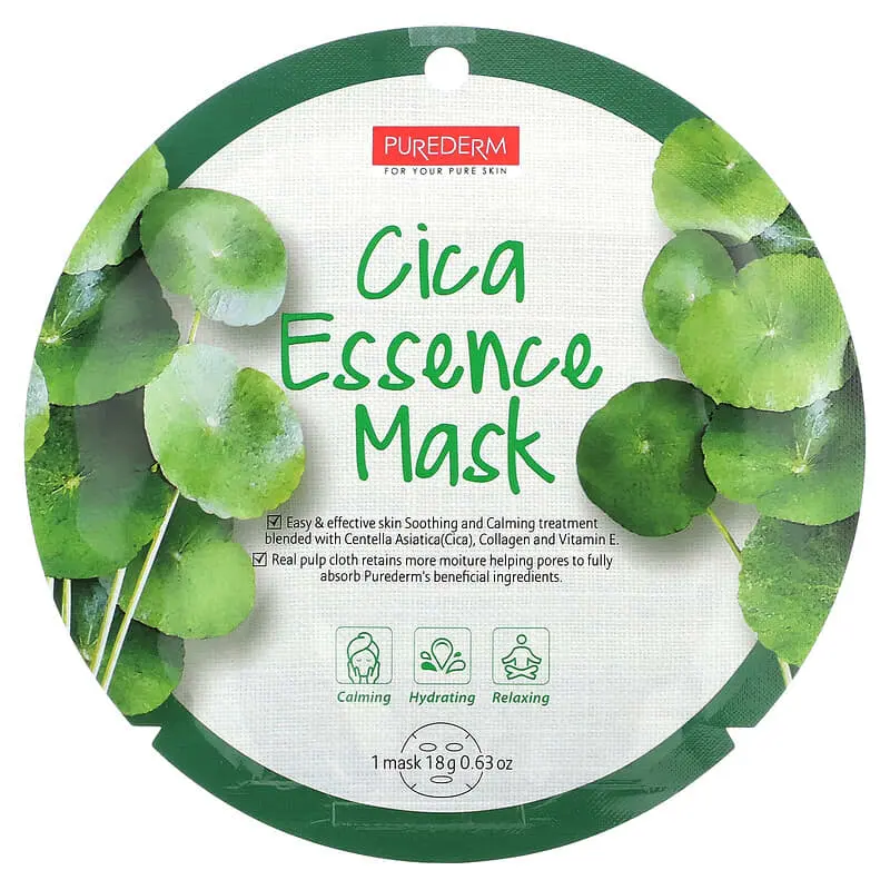 Purederm, Mascarilla de belleza Cica Essence (0,63 oz) cada una