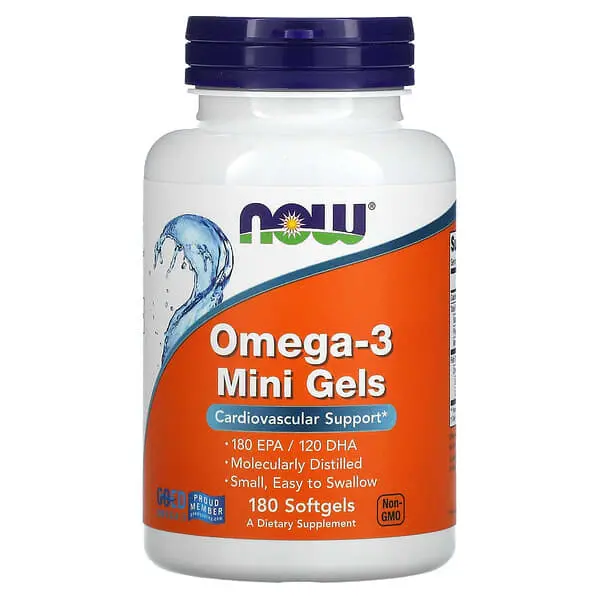 [A0382] NOW Foods, Minicápsulas blandas con omega-3, 180 EPA/120 DHA, 180 cápsulas blandas