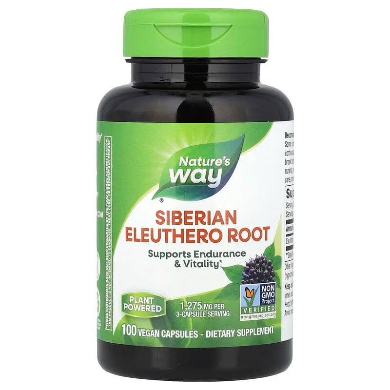 [A0401] Nature's Way, Siberian Eleuthero Root, 100 Vegan Capsules (425 mg per Capsule)