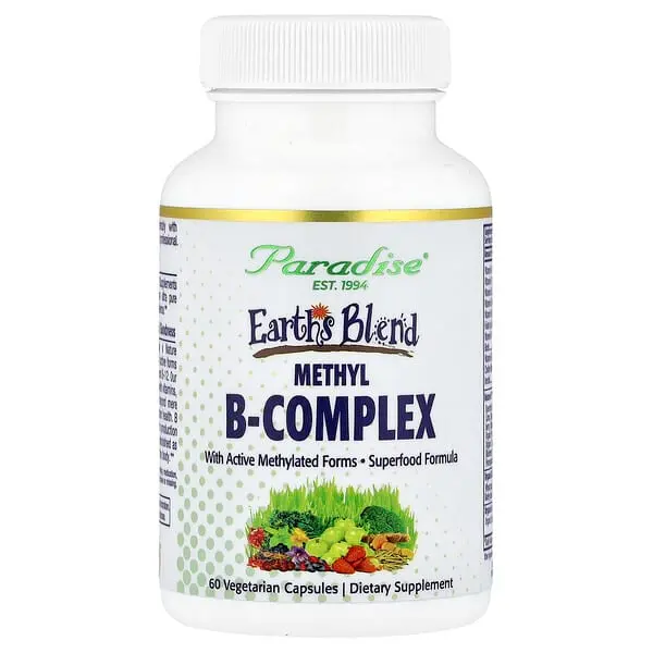 Paradise Herbs, Earth's Blend, Complejo B de metilo, 60 cápsulas vegetales