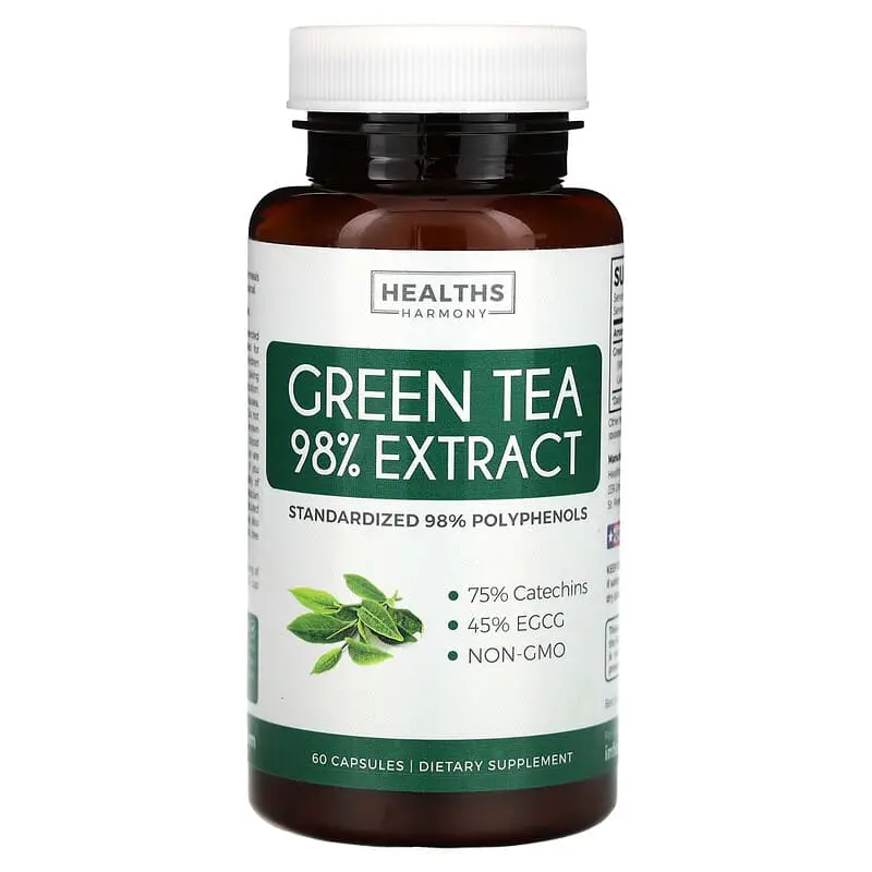 Healths Harmony, Extracto de té verde al 98 %, 60 cápsulas (500 mg por cápsula)