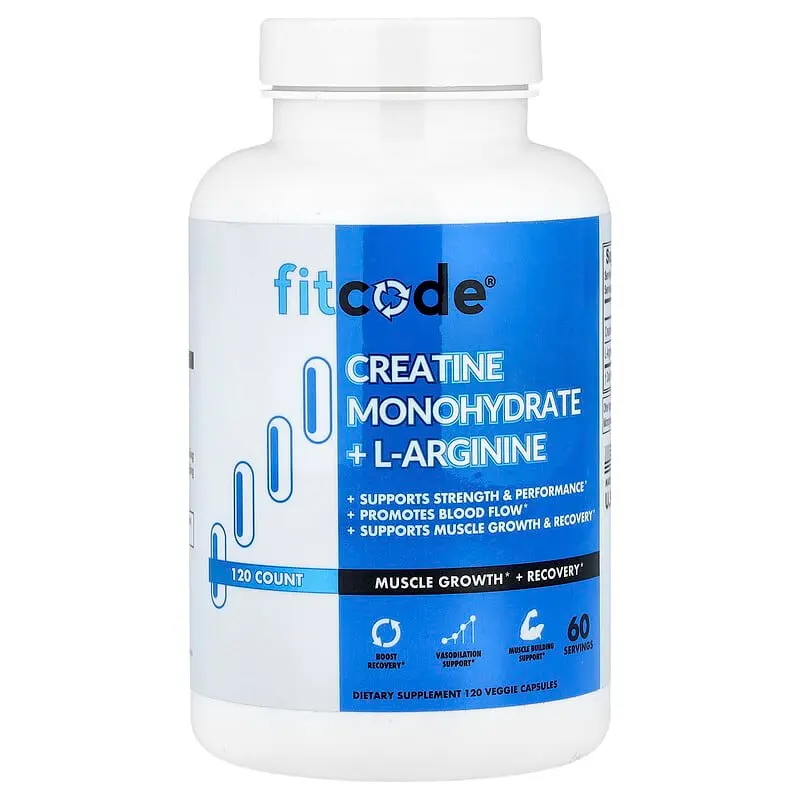 fitcode, Creatine Monohydrate + L-Arginine, 120 Veggie Capsules