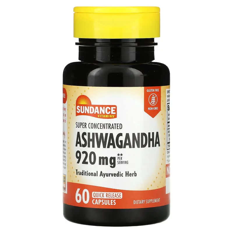 Sundance Vitamins, ashwagandha (Ginseng indio) superconcentrado, 60 cápsulas de liberación rápida (460 mg por cápsula)