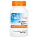 Doctor's Best, Vitamina D3, 125 mcg (5000 UI), 180 cápsulas blandas
