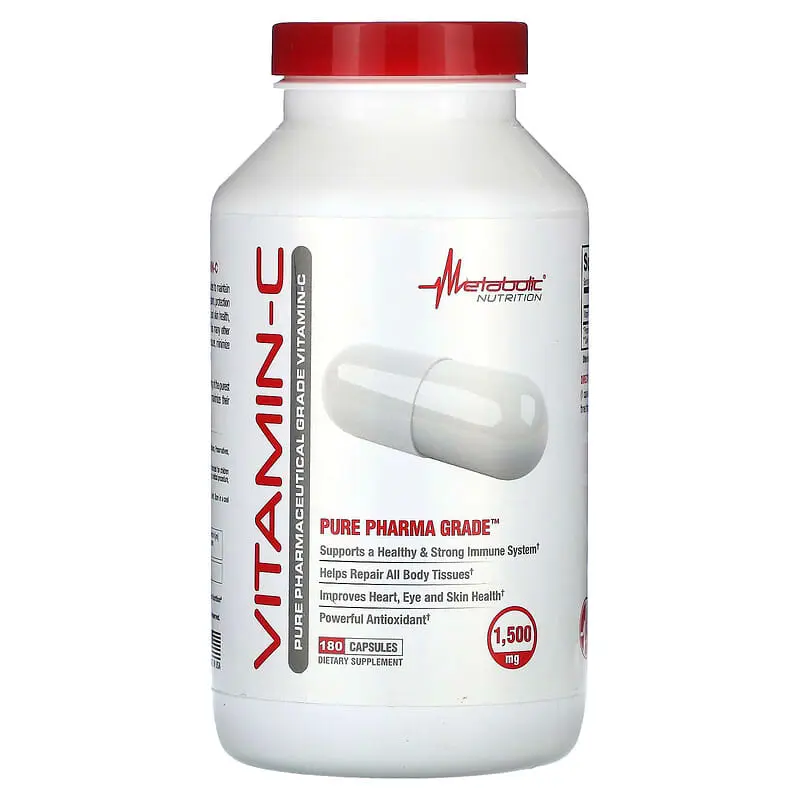 [A0439] Metabolic Nutrition, Vitamina C, 180 cápsulas (750 mg por cápsula)
