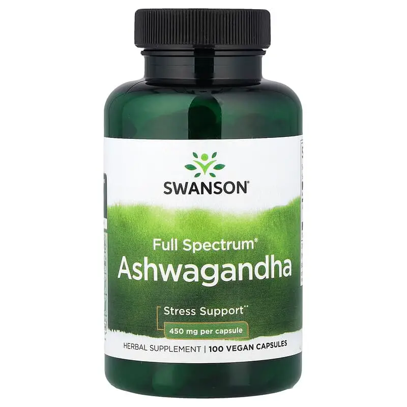 Swanson, Full Spectrum®, Ashwagandha (Ginseng indio), 100 cápsulas veganas (450 mg por cápsula)