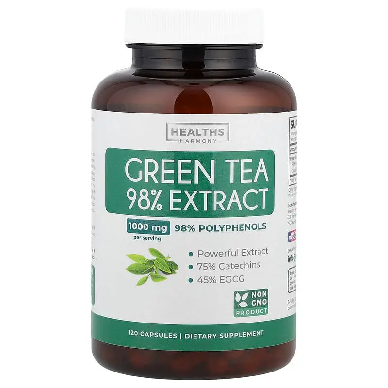 Healths Harmony, Te Verde 98% Extracto, 120 Capsules (500 mg por capsula)
