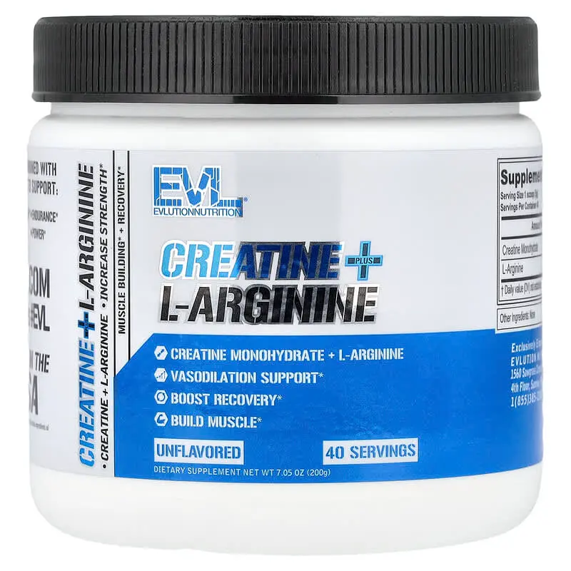 EVLution Nutrition, Creatina + L-Arginina, Sin Sabor, 200 g (7.05 oz)
