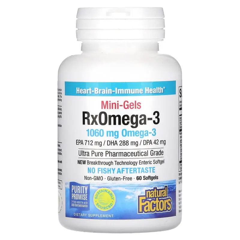 Natural Factors, RxOmega-3 Mini-Gels, 60 Softgels (530 mg por cápsula blanda)