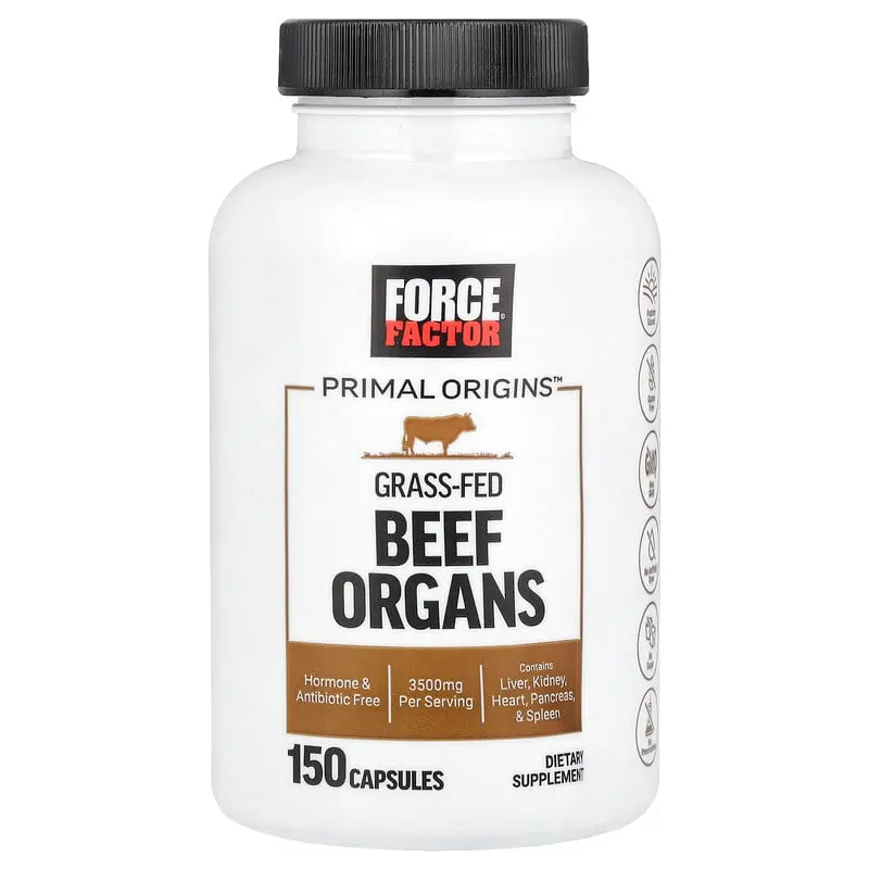 Force Factor, Primal Origins™, Órganos de reses alimentadas con pasturas, 150 cápsulas
