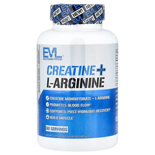 EVLution Nutrition, Creatina con L-Arginina, 120 cápsulas vegetales
