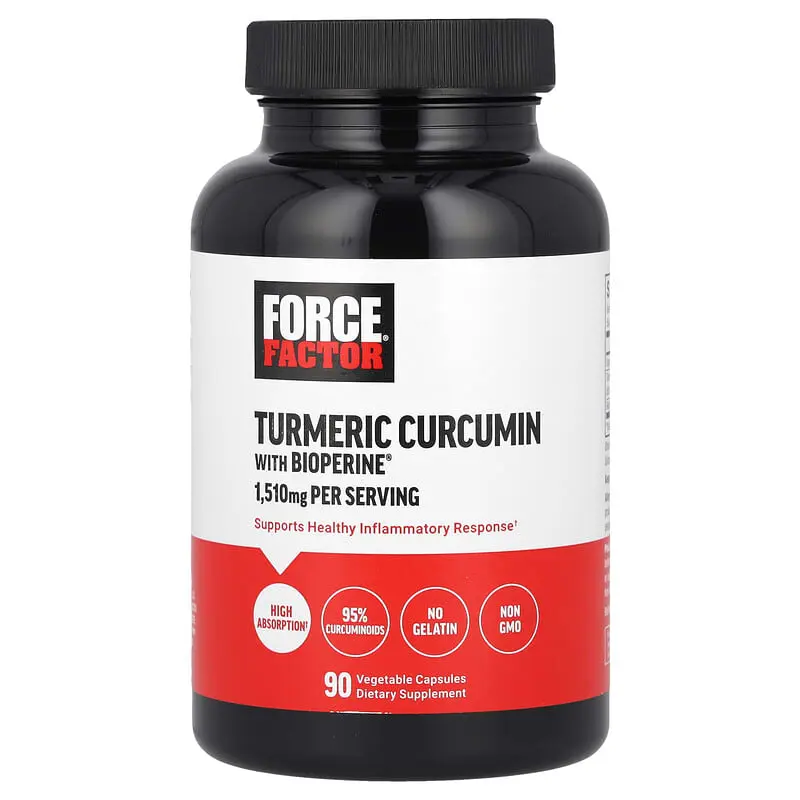 Force Factor, Cúrcuma y curcumina con BioPerine®, 90 cápsulas vegetales