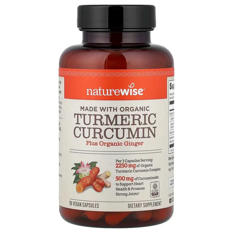 NatureWise, Curcumina de cúrcuma orgánica, 90 cápsulas veganas