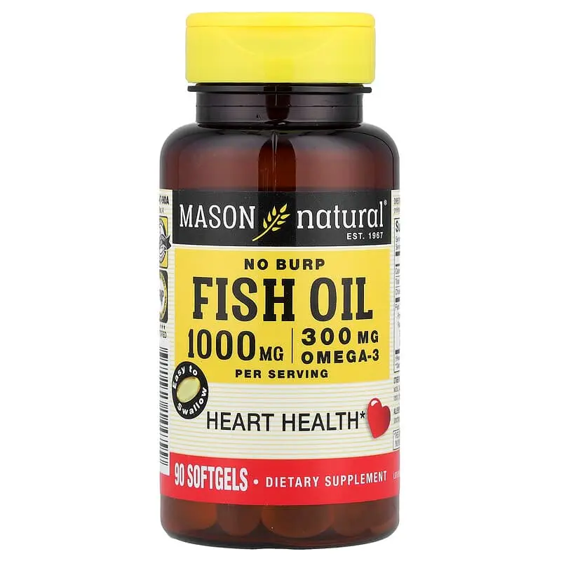 Mason Natural, Aceite de pescado sin eructos, 90 cápsulas blandas (500 mg por cápsula blanda)