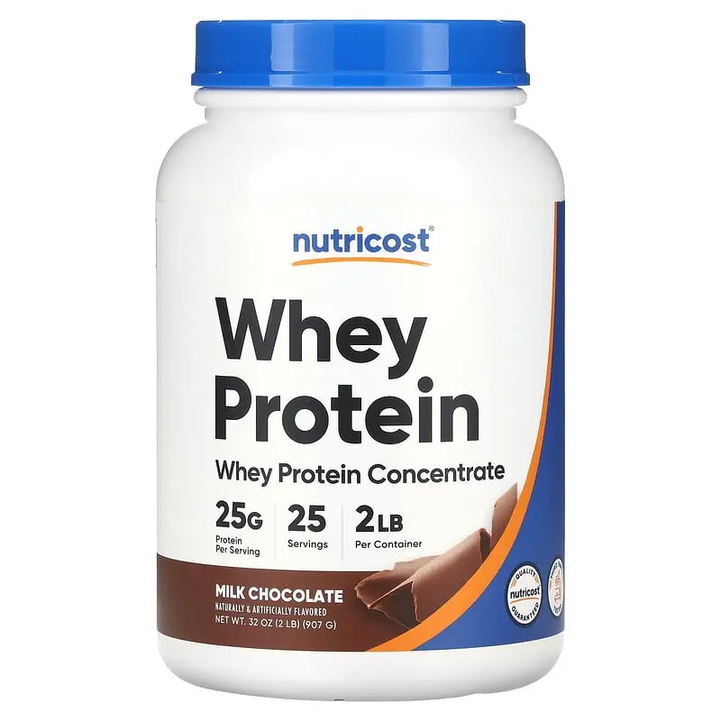 Nutricost, Concentrado de proteína de suero, Chocolate con leche, 2 lb (907 g)