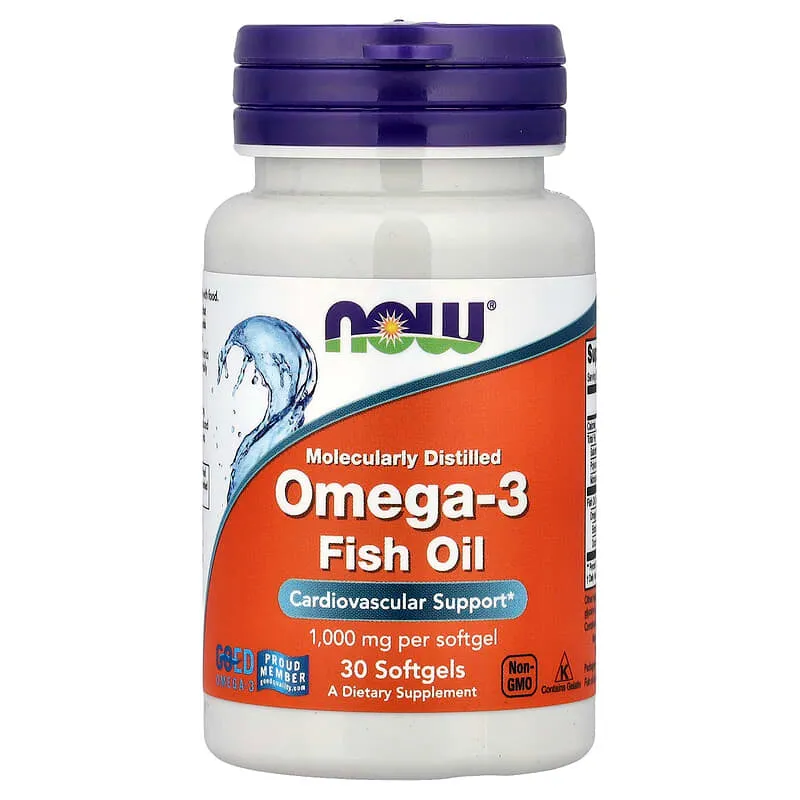 [A0514] NOW Foods, Aceite de pescado con omega-3, 30 cápsulas blandas (1 g por cápsula blanda)