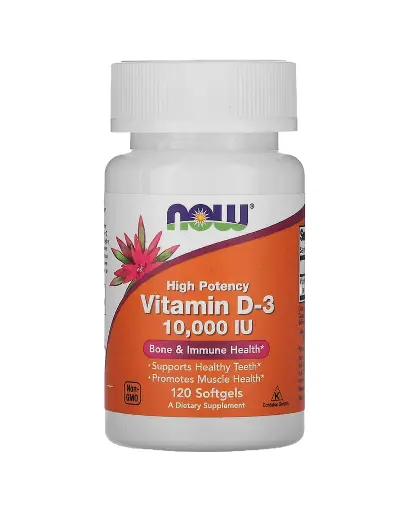 [A0033] Now Foods, Vitamina D3, Alta potencia, 10.000 UI, 120 cápsulas blandas