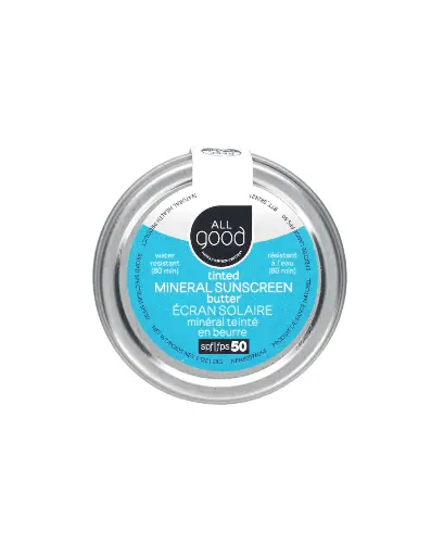 [A0034] All Good Products, Manteca protector solar mineral con color, FPS 50, 28 g (1 oz)