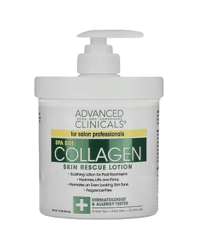 [A0036] Advanced Clinicals, Loción de rescate para la piel con colágeno, Sin fragancia, 454 g