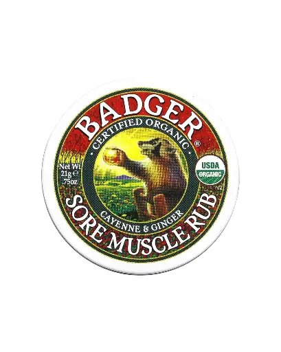 [A0065] Badger Company, Pomada para dolores musculares, Cayena y jengibre, 21 g