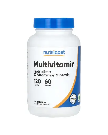 [A0210] Nutricost, Suplemento multivitamínico, Probióticos, más 22 vitaminas y minerales, 120 cápsulas