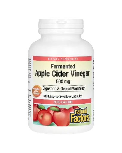 [A0271] Natural Factors, Vinagre de sidra de manzana, 500 mg, 180 cápsulas