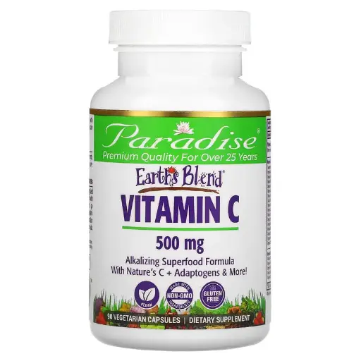 [A0308] Paradise Herbs, Earth's Blend, Vitamina C, 500 mg, 90 cápsulas vegetales