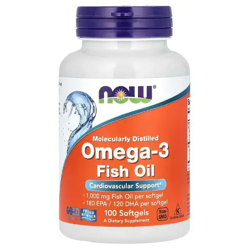 [A0283] NOW Foods, Aceite de pescado omega-3, 1000 mg, 180 EPA/120 DHA, 100 cápsulas blandas