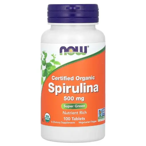 [A0324] NOW Foods, Espirulina orgánica certificada, 3000 mg, 100 comprimidos (500 mg por comprimido)