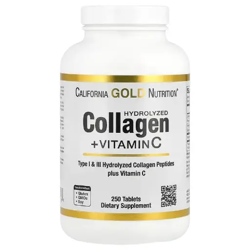 [A0339] California Gold Nutrition, Péptidos de colágeno hidrolizado más vitamina C, Tipo I y III